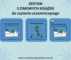 Zestaw 3 zimowych książek z symbolami obrazkowymi