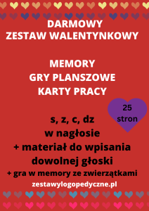 WALENTYNKI - głoski s, z, c, dz