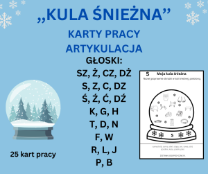 Kula śnieżna - karty pracy - 25 głosek