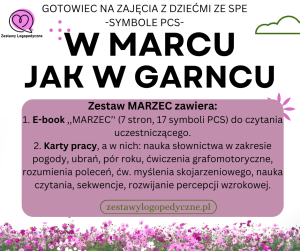 MARZEC - czytanie uczestniczące, karty pracy, symbole PCS
